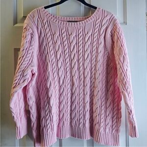 Lands' End Light Pink Cable Knit Sweater